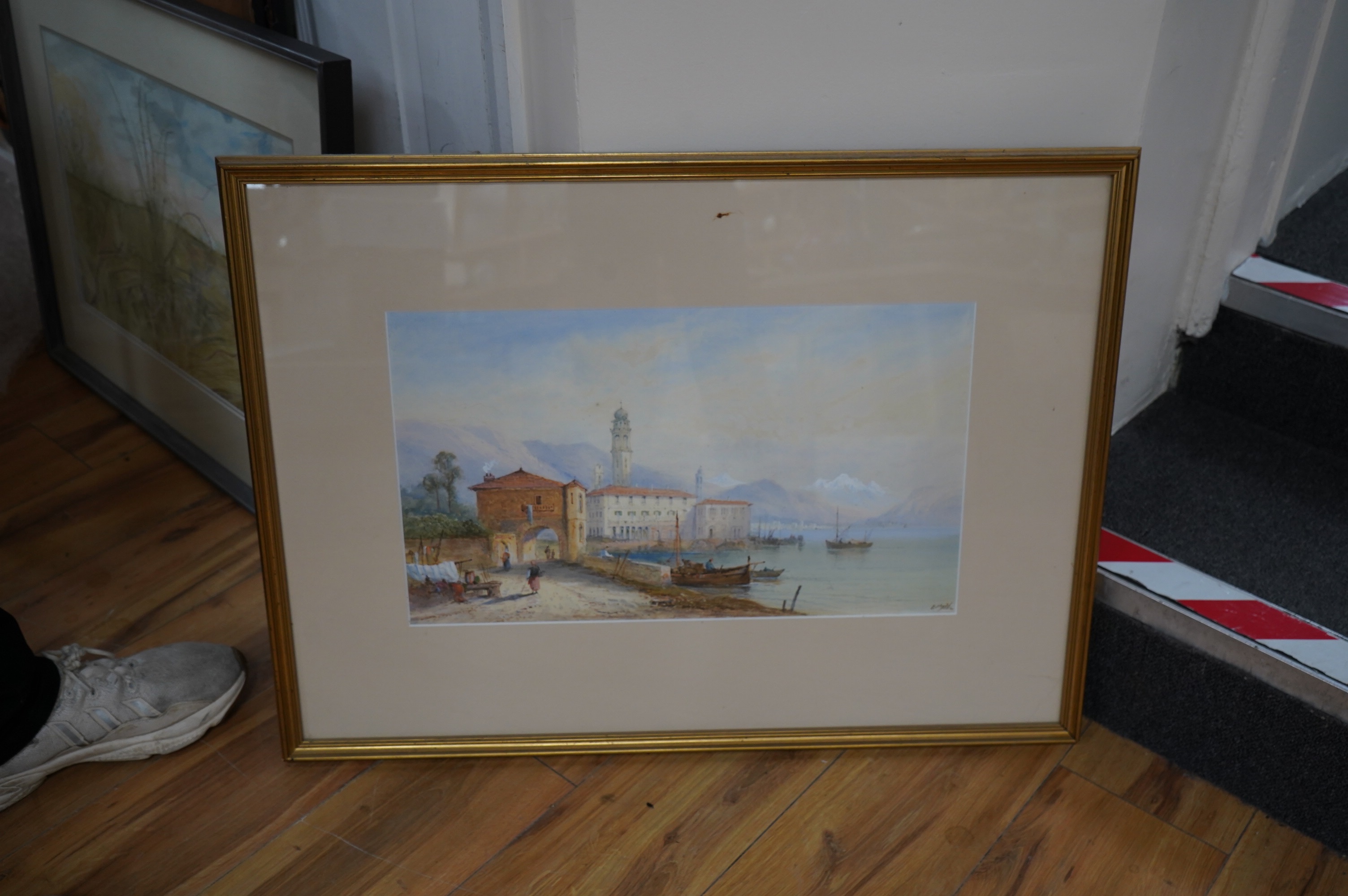 Edwin St. John (1880-1920), watercolour, Coastal scene, signed, 28 x 48cm. Condition - fair